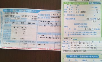 電気とガスの検針票