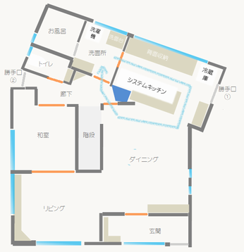 回遊できる動線の間取り図