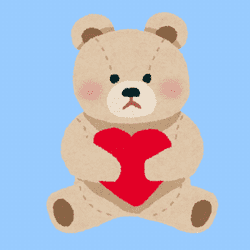 ハートを持ったテディベアのイラスト