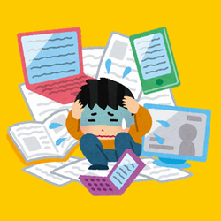 情報量が多すぎて苦しむ人のイラスト