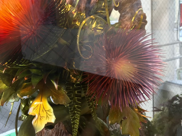ツマガリの工芸菓子の作品アザミの花のアップ