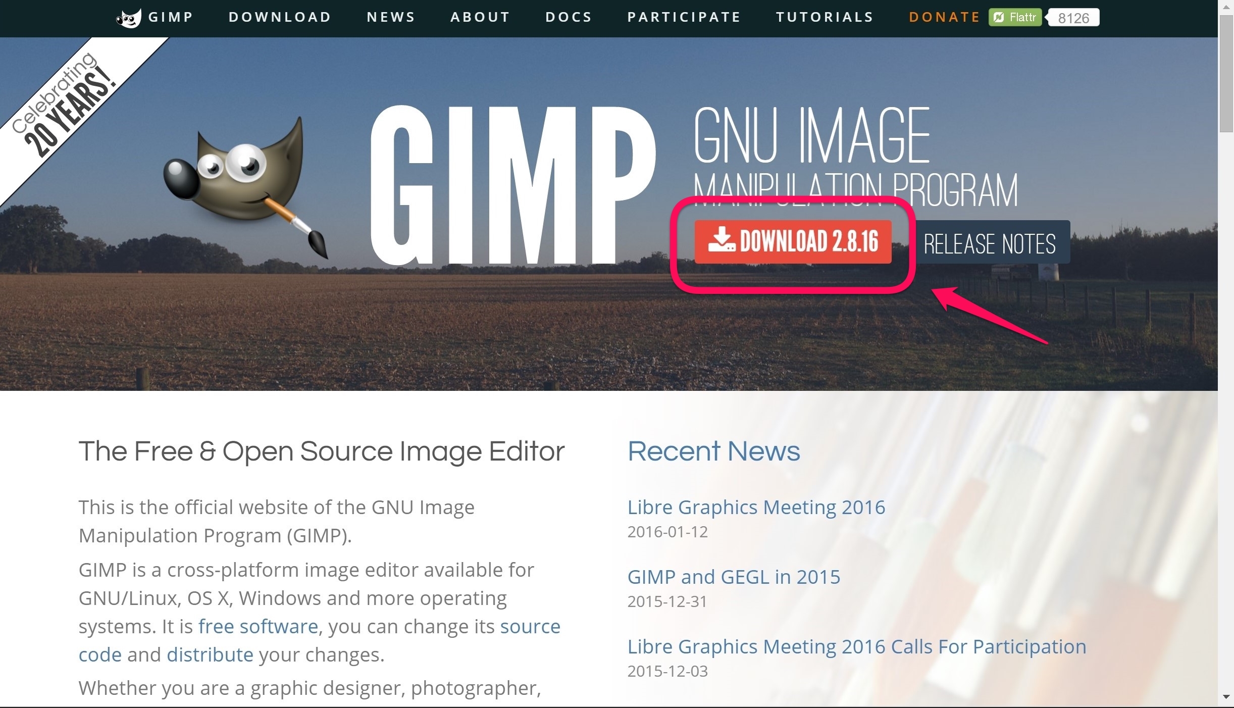 GIMPダウンロード