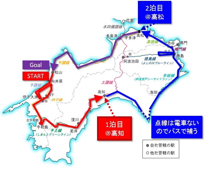 JR四国「バースデーきっぷ」による「四国一周」のルート検討 やじり鳥 JR四国「バースデーきっぷ」による「四国一周」のルート検討 やじり鳥
