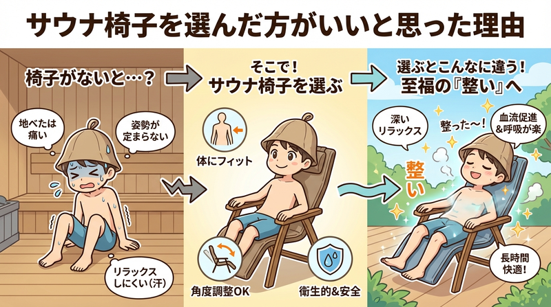 究極の「整う」を自宅で!サウナ椅子おすすめ5選と失敗しない選び方のコツ - はじめてのサウナガイド|ととのう仕組みと失敗しない入り方