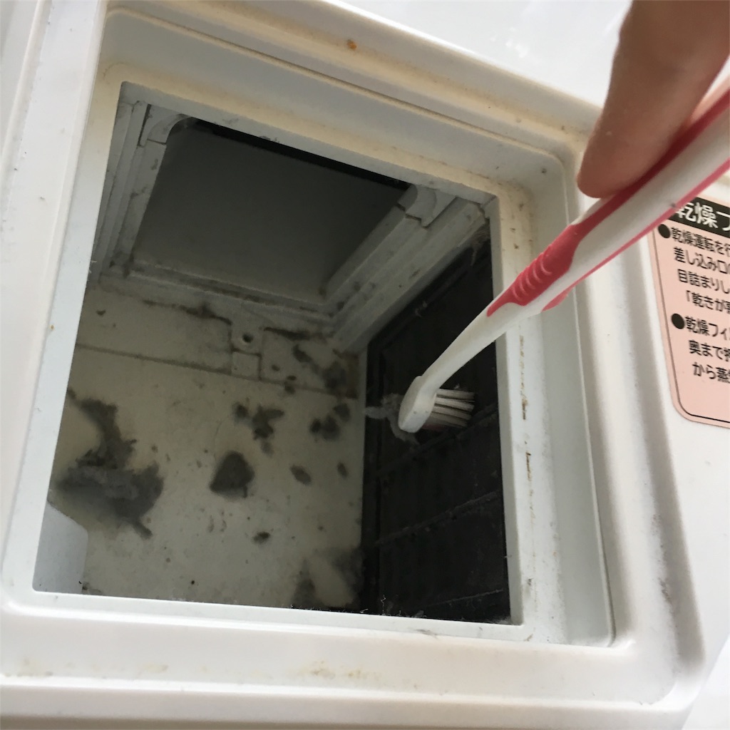 【閲覧注意】ドラム式洗濯機の乾燥フィルターの奥を掃除したら大量の埃が出てきたよ とんとんと。