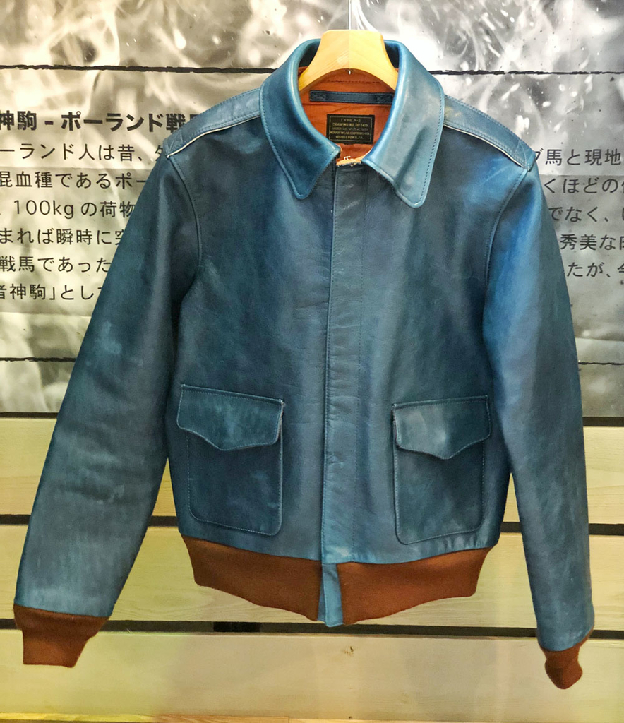 ダブルヘリックス/DOUBLE HELIX 藍染めレザーＡ-1とＡ-2 藍に輝く