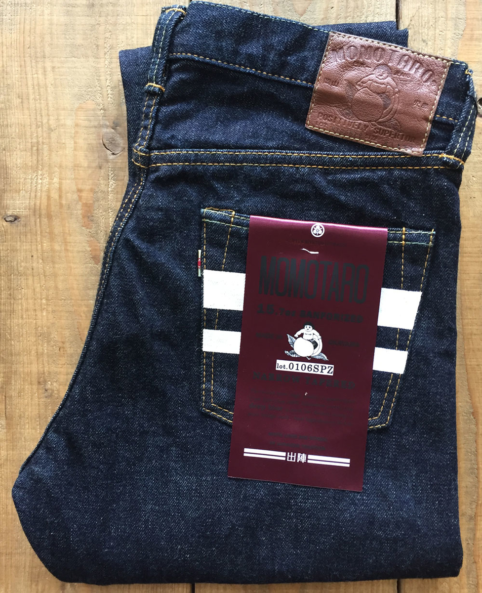 桃太郎ジーンズ 出陣レーベル＆銅丹レーベルのスリムストレート