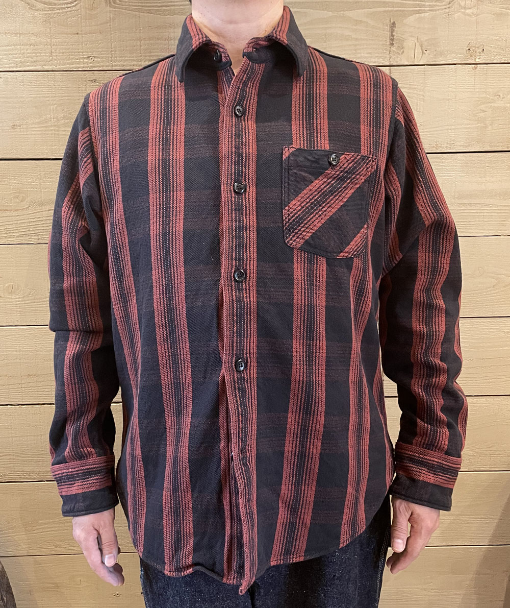 デラックスウエア ヘビーネルシャツ L DELUXEWARE ウエアハウス 美品 DELUXEWARE/デラックスウェアのヘビーネルシャツ HV-43 CRIMSON RED