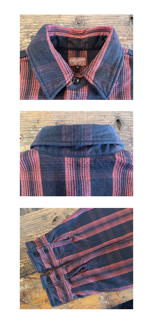 デラックスウエア ヘビーネルシャツ L DELUXEWARE ウエアハウス 美品 DELUXEWARE/デラックスウェアのヘビーネルシャツ HV-43 CRIMSON RED