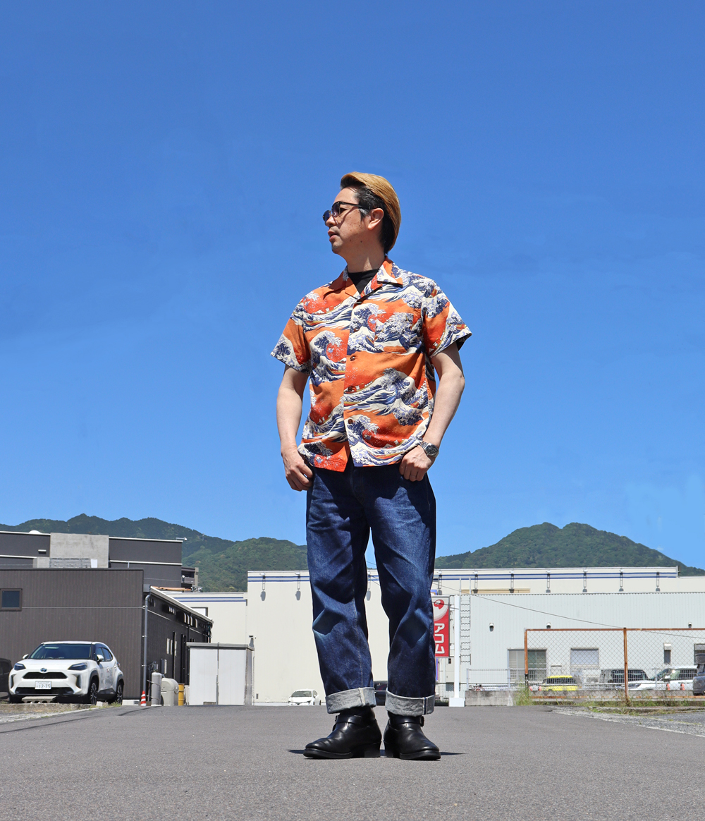 【！最終値下げ中！】デビ太郎アロハシャツ used men's glaniph 水木しげるコラボ 妖怪柄シャツ アロハ
