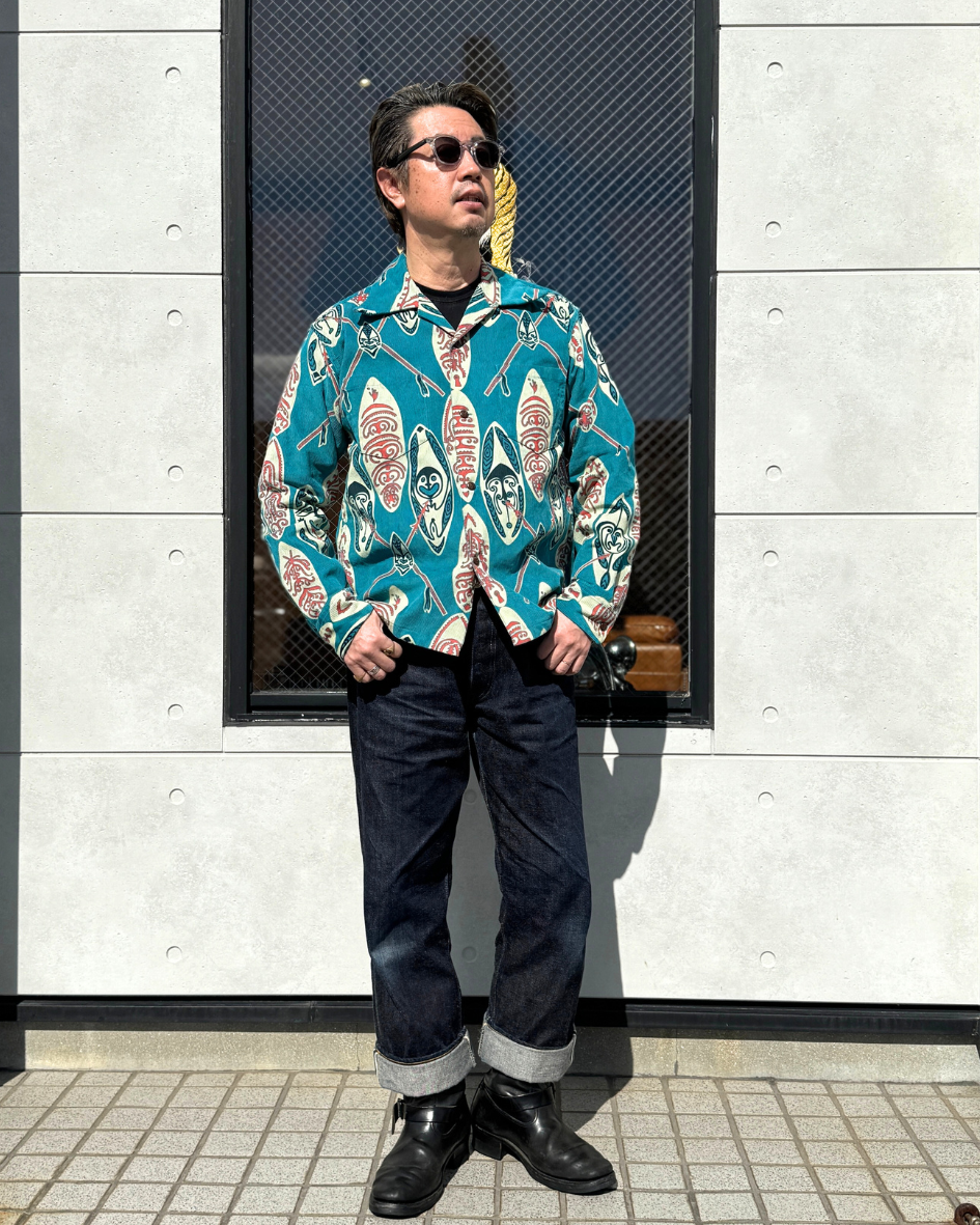 SUN SURF × SHAG コーデュロイ アロハシャツ 長袖 50s SUN SURF × SHAG コーデュロイ アロハシャツ 長袖 50s