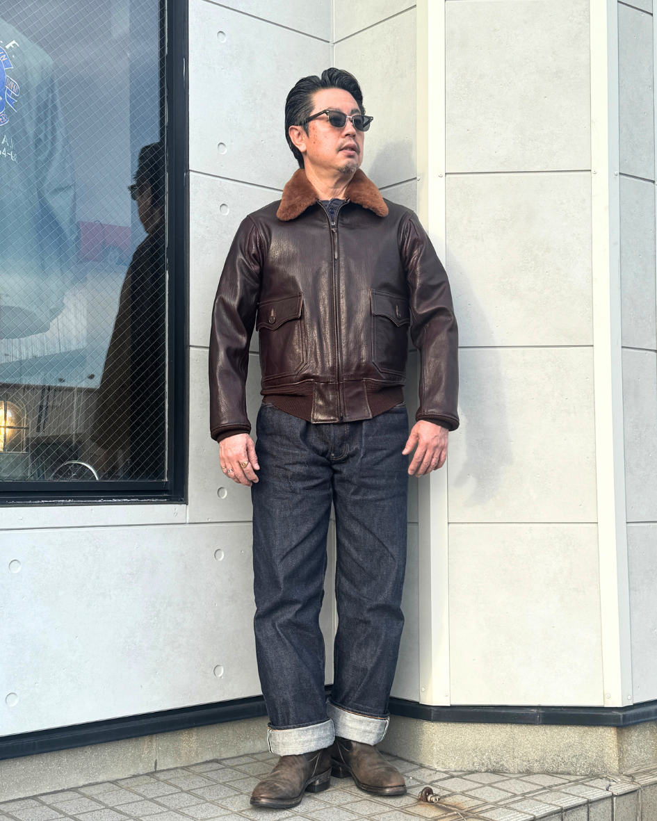 希少42 Buzz Rickson's G-1 ゴートスキン フライトジャケット BUZZ RICKSON'S バズリクソンズ より ゴートスキンでエイジングを