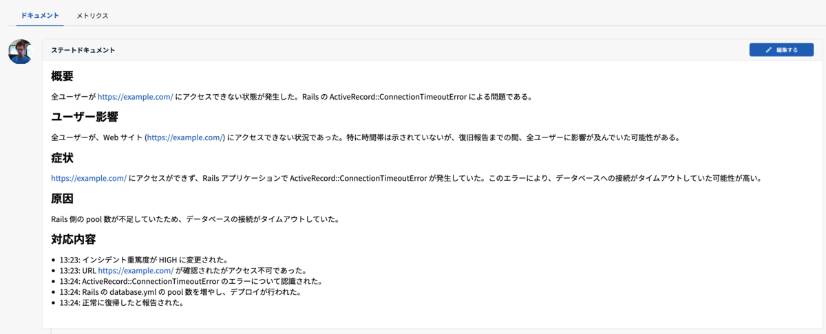 WaroomのIncident State Document