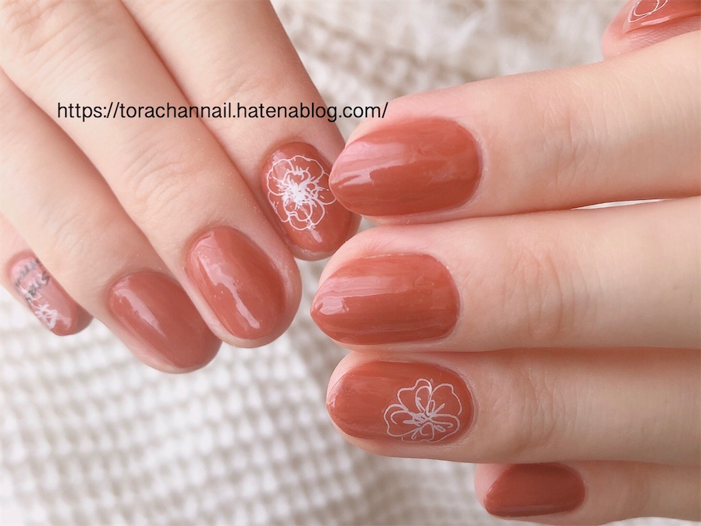 NAILHOLIC BR311 レンガっぽいオシャレ赤茶カラーが大人夏な感じ とらちゃんの不器用セルフネイル記録