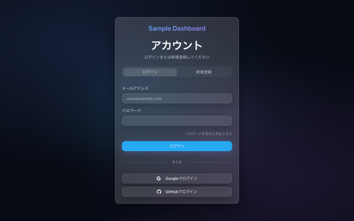 サンプルサイトのアクセシビリティ指示あり版（Login）