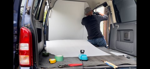 親子DIY予算20万で作る軽バンキッチンカー‼︎①仕切り壁と床を作る 