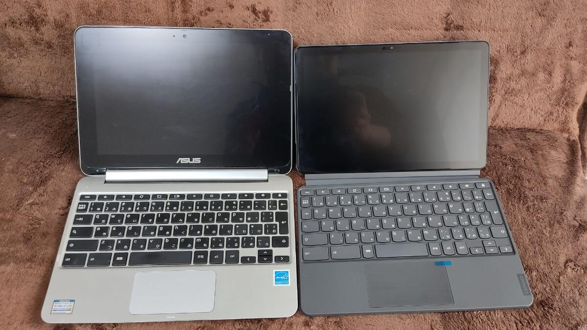 Chromebook Ideapad DuetとC101PAのサイズ比較①