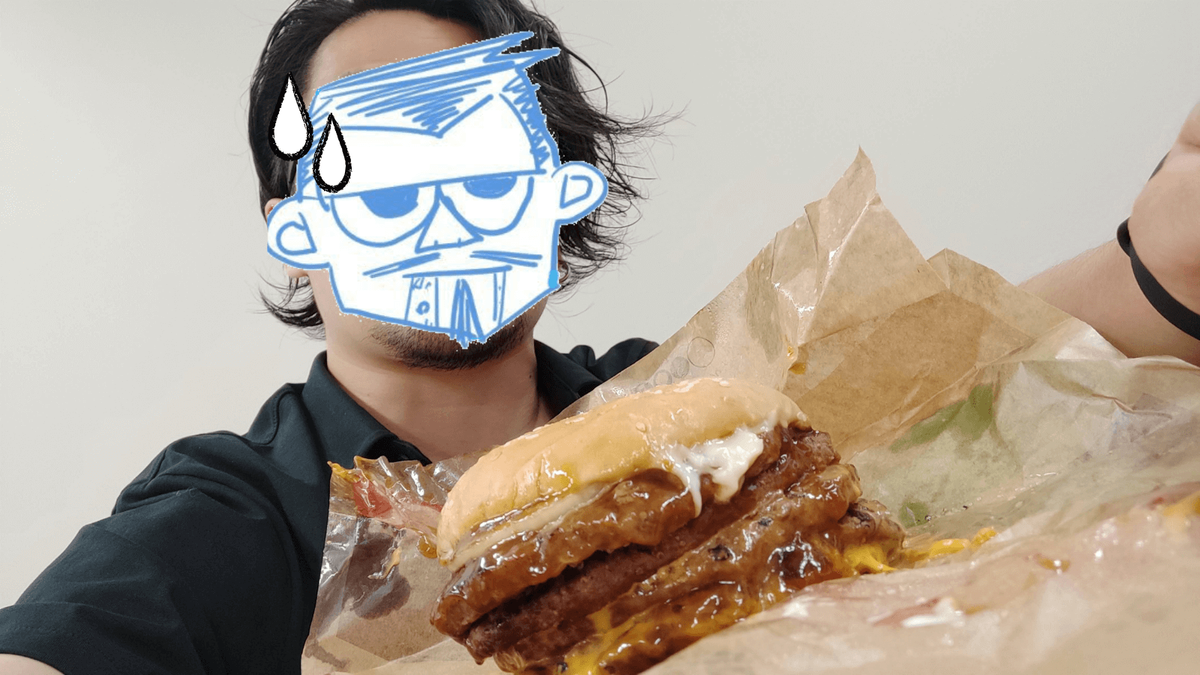 東京テリヤキタワー超ワンパウンドビーフバーガーが重い