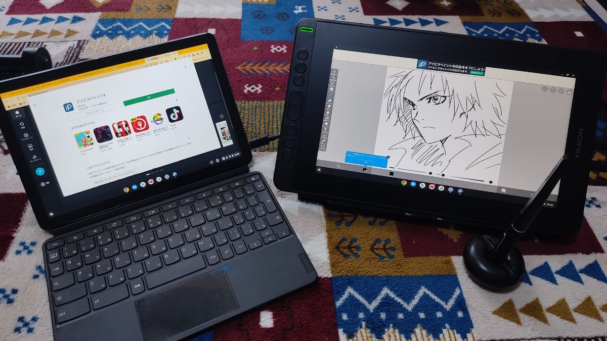 HUIONの液タブKamvas12をChromebook Ideapad Duetに接続してお絵かき