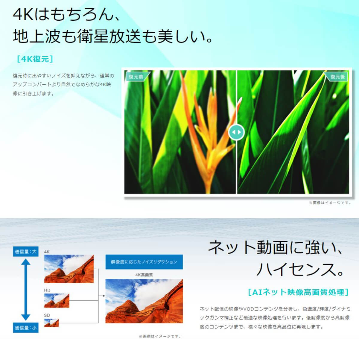 ハイセンスのテレビに搭載された映像処理機能の一覧