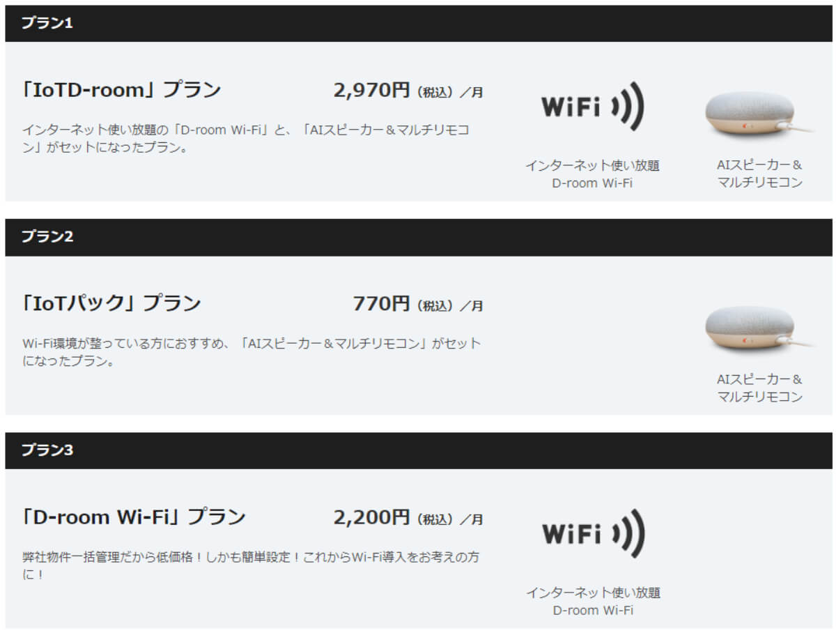 IoT D-roomのプラン詳細