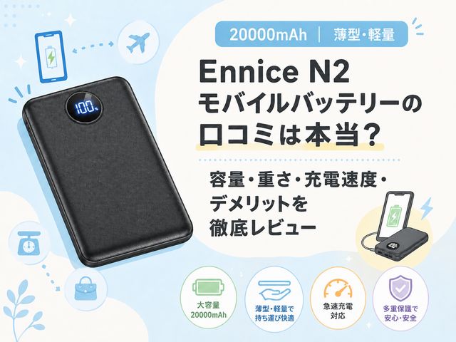 Ennice N2モバイルバッテリーの口コミは本当？容量・重さ・充電速度・デメリットを徹底レビュー