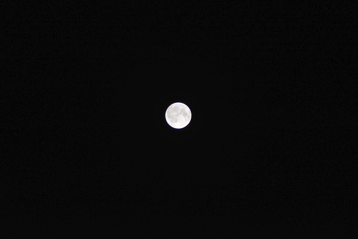 暗い夜空に浮かぶ満月