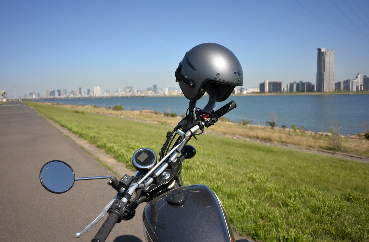 淀川河口で自撮りバイク写真の練習 こばるとライダー日記