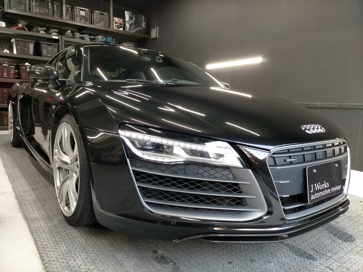 アウディ/ R8 V10 5.2FSI Quattroボディ磨き＋樹脂硬化型コーティング【Ω/OMEGA】札幌北広島７