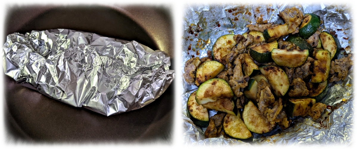 フライパンホイルで調理して、そのまま包んで保存していたものを開けたところ