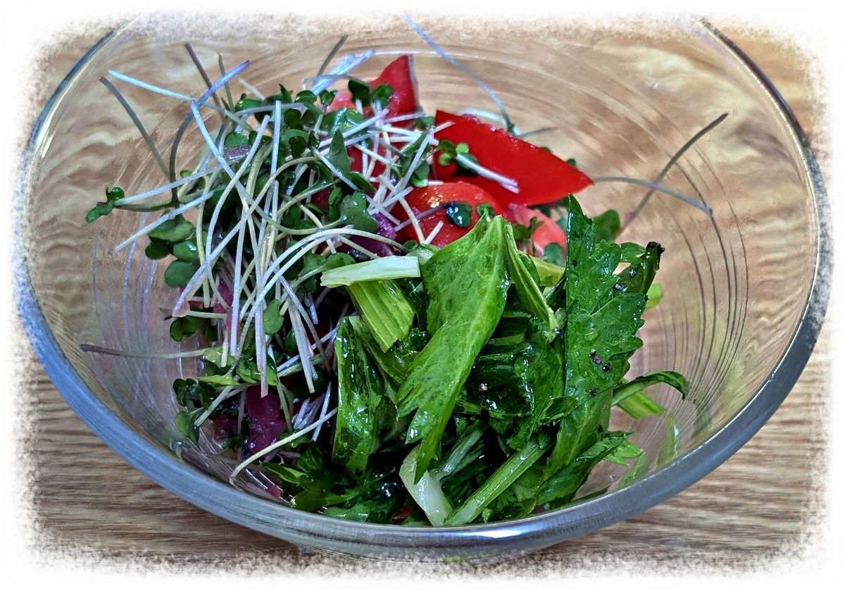 セロリの葉のオリーブオイル漬け