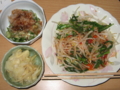 [肴]もやし春菊豆板醤和え、のびる味噌、焼マッシュールーム焼ピーマン