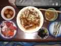 [カツ][肴]肉団子、トンカツ＆キャベツ千切り、ナメコ納豆、シシャモ、海鮮オー