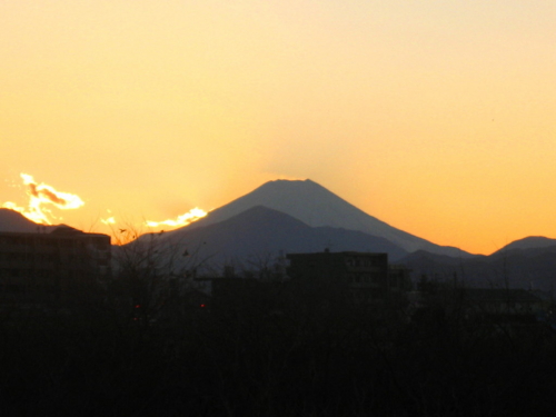 夕暮れ富士山