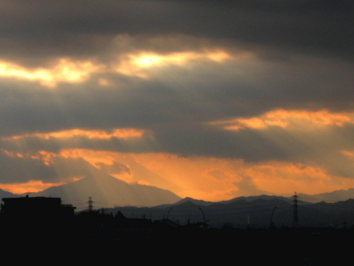 夕暮れ時の光のシャワー