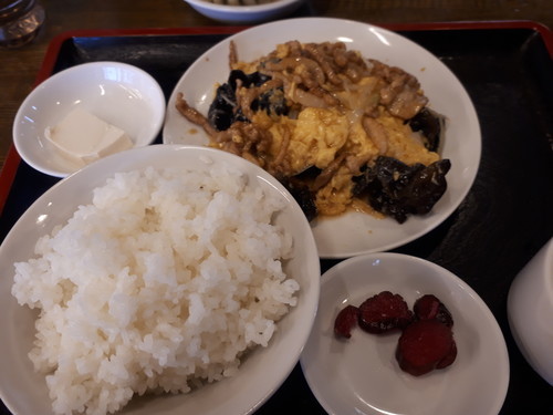 キクラゲと卵の炒め物定食@南京亭