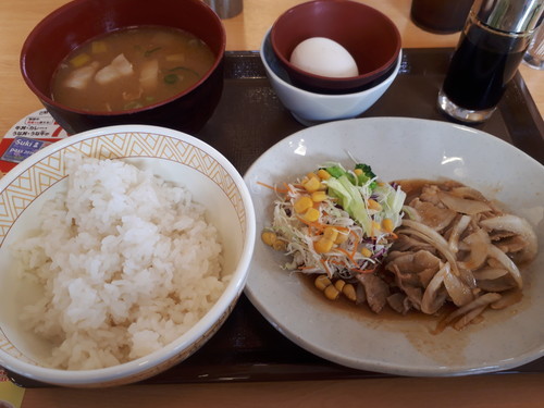 豚生姜焼き朝食＋豚汁変更