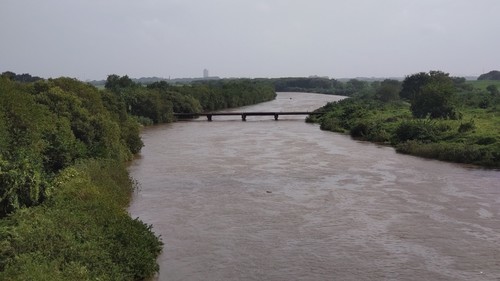 増水した渡良瀬川