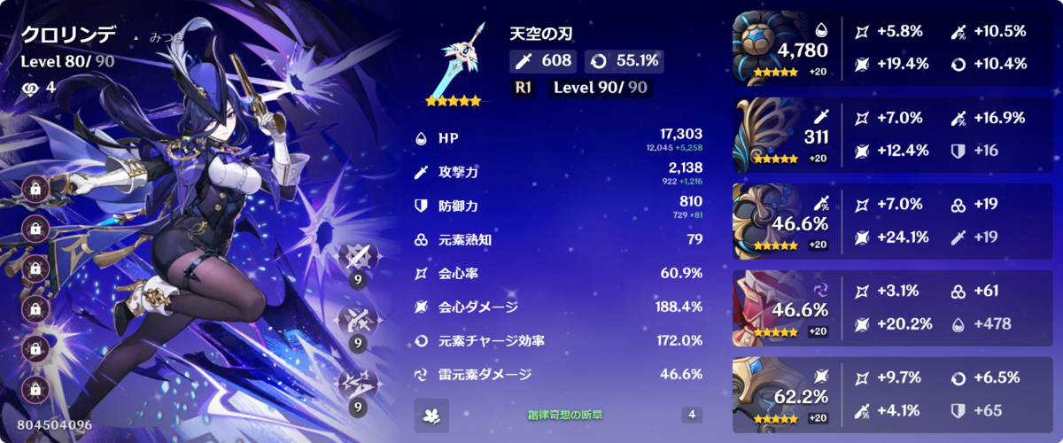 原神】クロリンデのビルドが進んだ！世間では治癒リンデやらガトリンデ