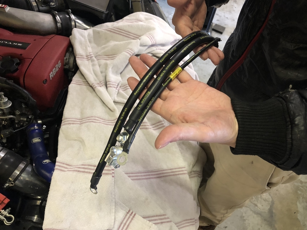 BNR32専用 RB26 アースケーブル モータースポーツスペックの試作テスト BNR32専用 RB26 アースケーブル モータースポーツスペックの試作テスト