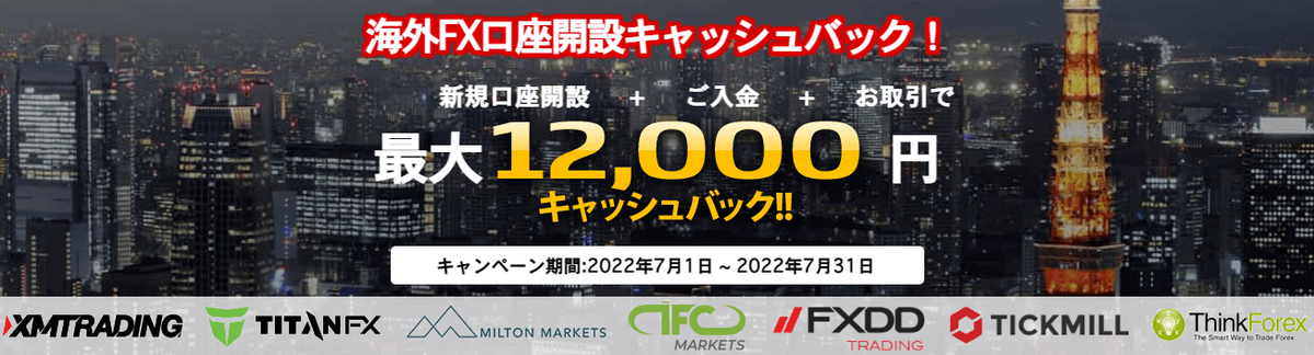【東西FX】海外FX口座開設12000円キャッシュバックキャンペーン!