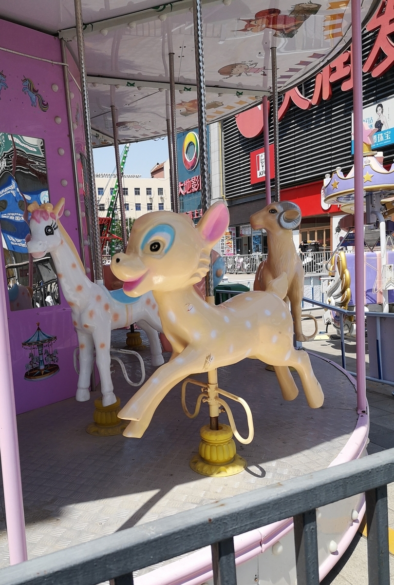 みんな個性豊かすぎ～♪中国河南省開封市、馬以外が回っている