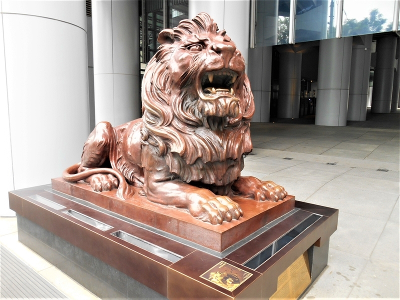 香港・Hong Kong・HSBC(香港上海滙豐銀行)Stitt and Stephen Lion statues