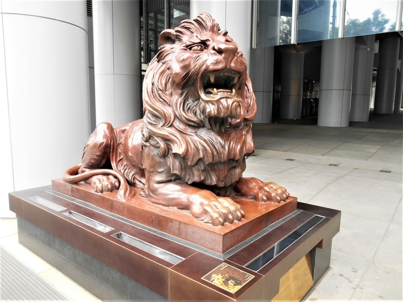 香港・Hong Kong・ＨＳＢＣ（香港上海滙豐銀行）Stitt and Stephen Lion statues