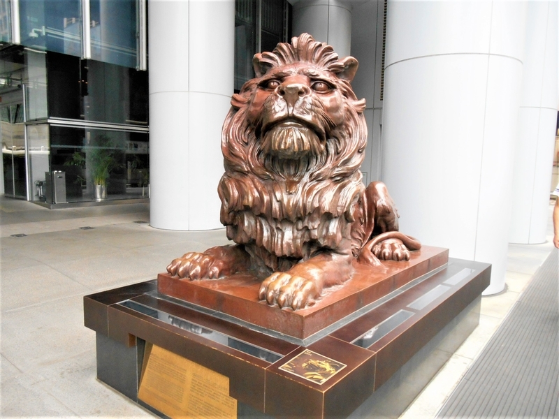 香港・Hong Kong・ＨＳＢＣ（香港上海滙豐銀行）Stitt and Stephen Lion statues