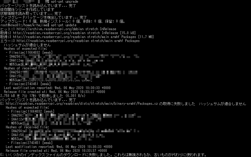 Raspberry Pi3でaptでエラーが出たので対処 Treedown S Report