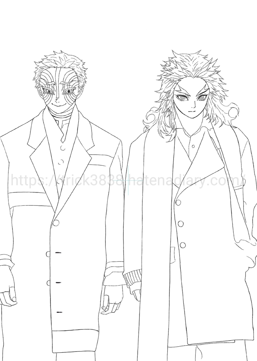 イラストができるまで 鬼滅の刃 現代風 煉獄杏寿郎 猗窩座 Titirutiお絵描きブログ