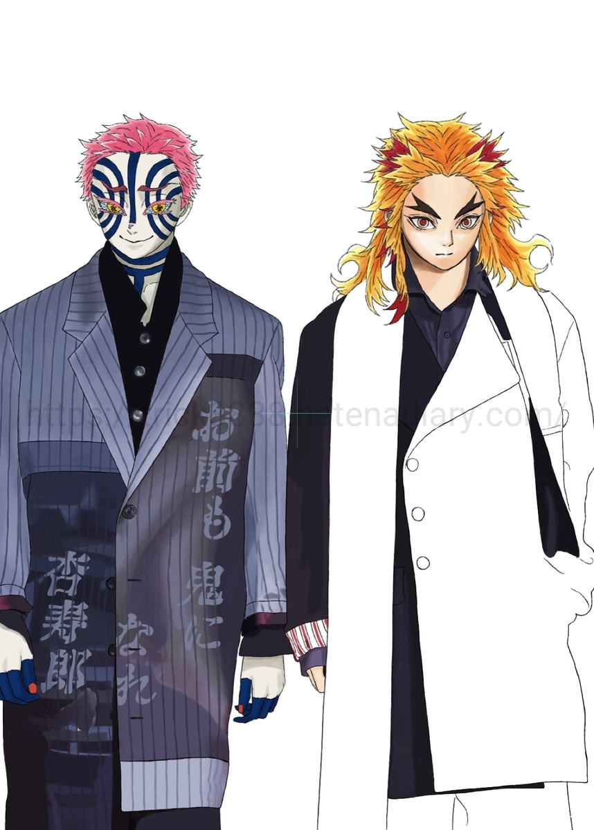 イラストができるまで 鬼滅の刃 現代風 煉獄杏寿郎 猗窩座 Titirutiお絵描きブログ