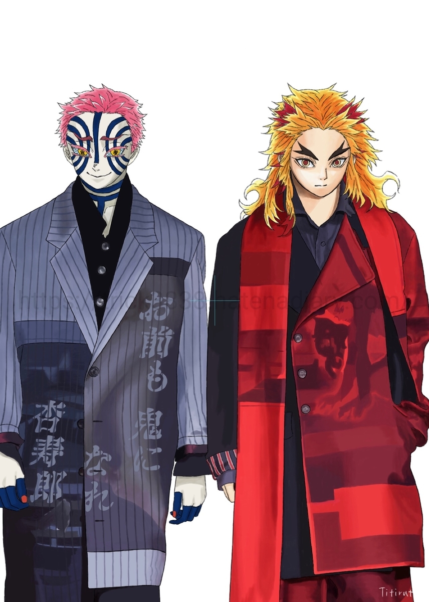 イラストができるまで 鬼滅の刃 現代風 煉獄杏寿郎 猗窩座 Titirutiお絵描きブログ