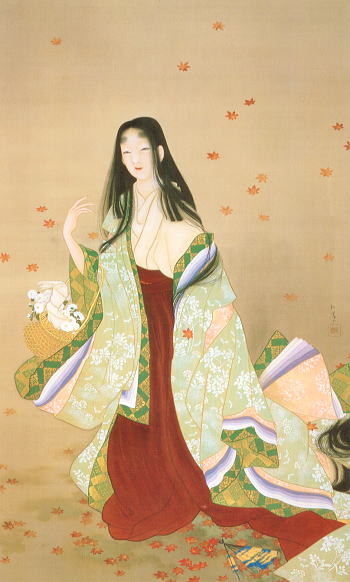 上村松園さんの異色作「花がたみ」の制作過程……「狂人研究と能面